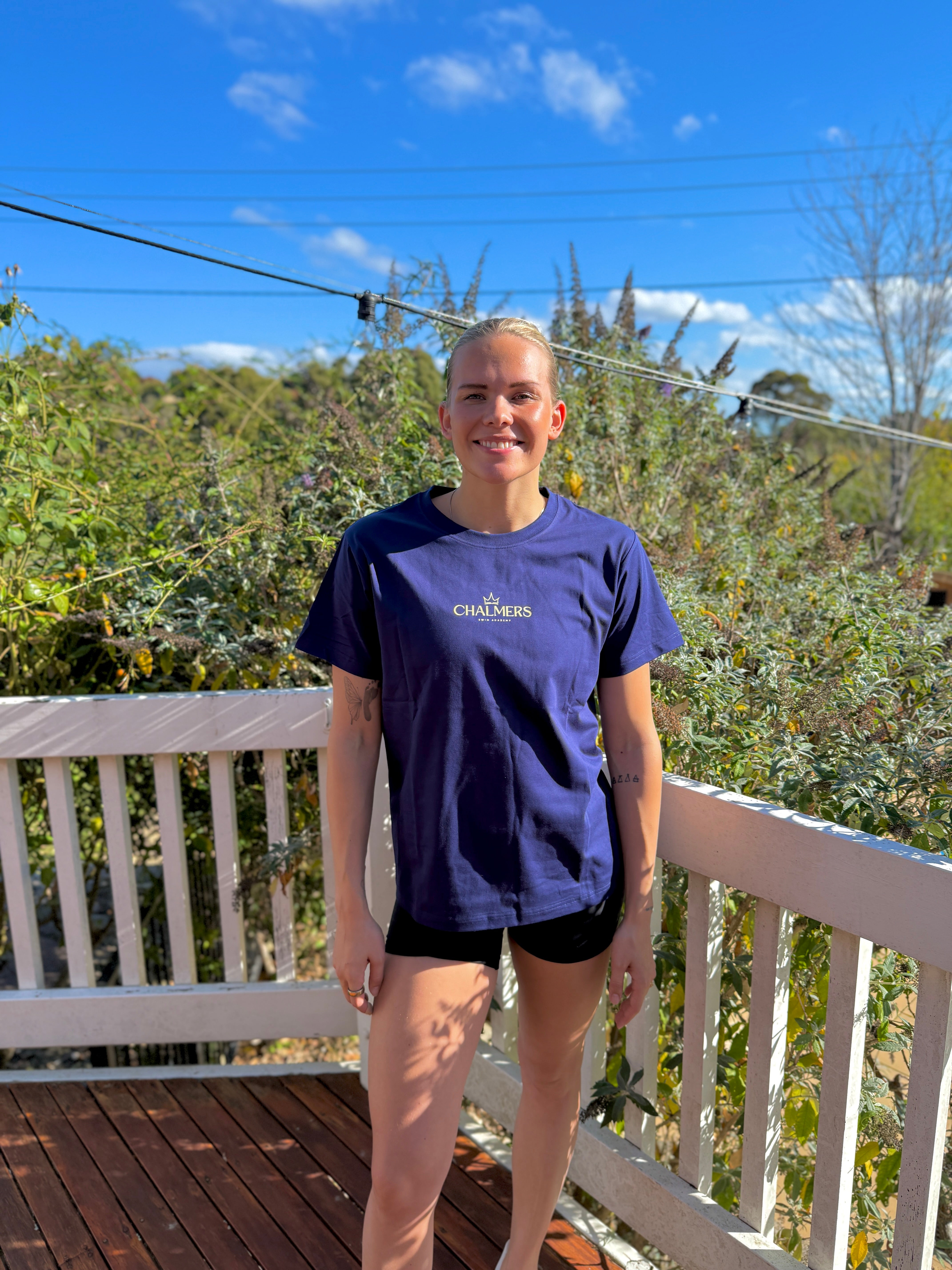 Chalmers Swim Academy Tee — Navy/Gold